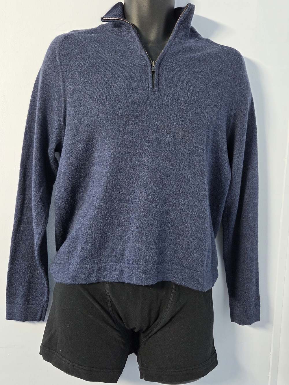 Calvin Klein Men's Navy Zip Mock-Neck Sweater